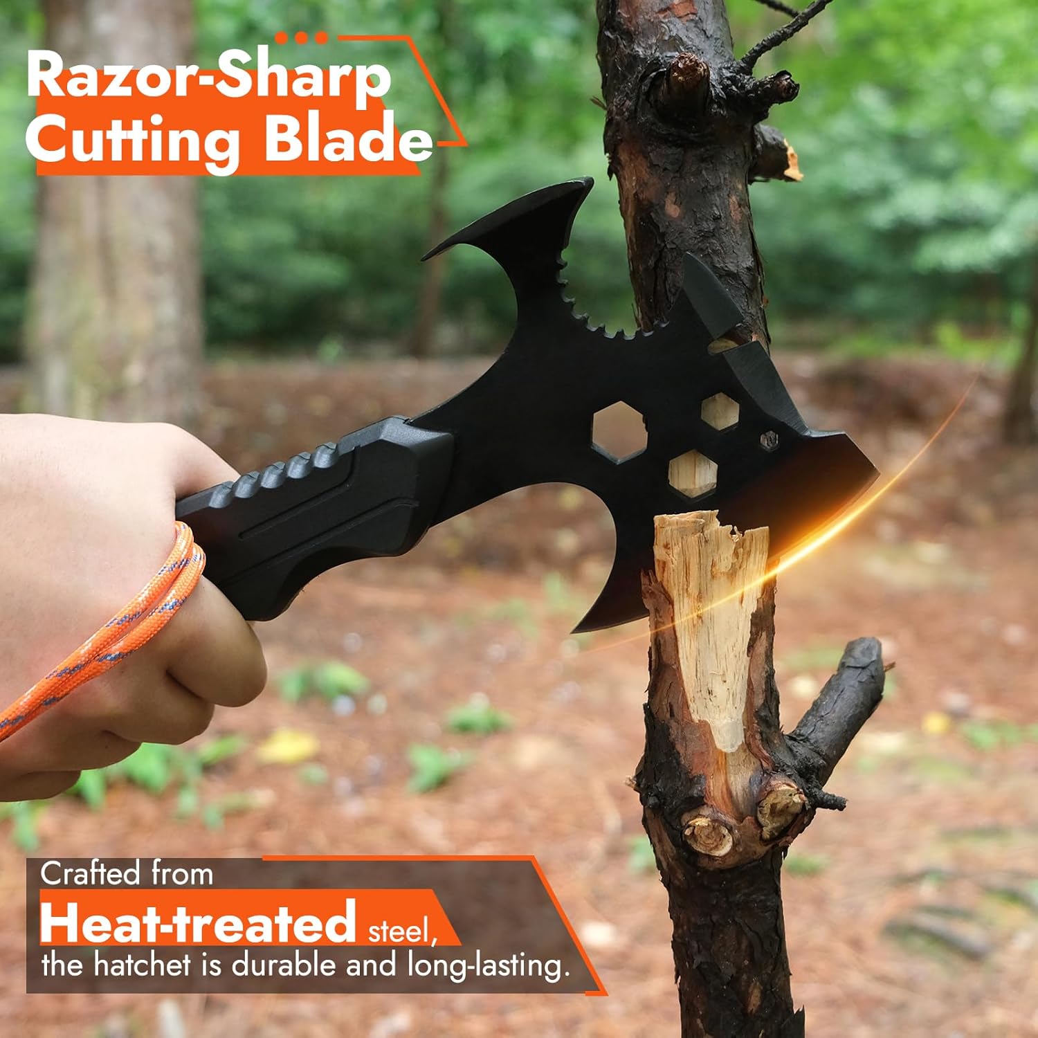 SnapHew by Perwin: Multi-Tool Survival Hatchet with Sheath for Camping & Wood Splitting